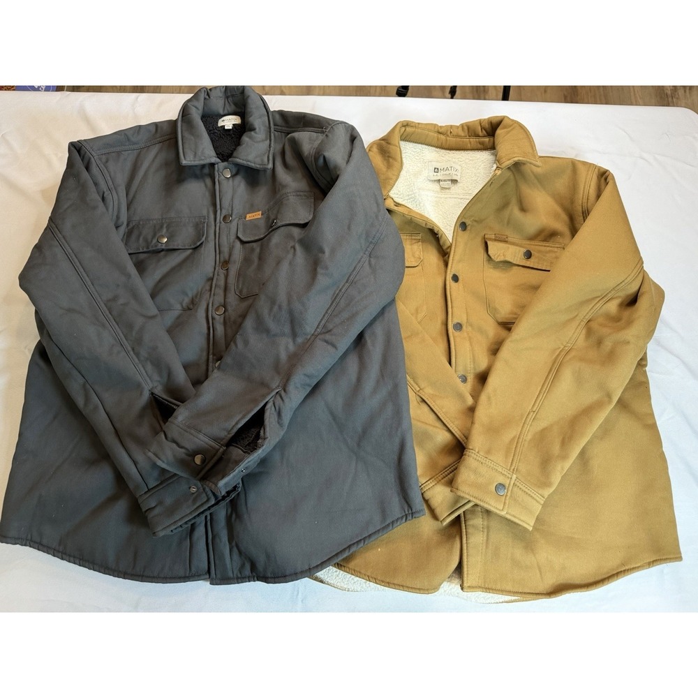 Matix Men's XL Jacket Twill Cotton Sherpa Lined Snap Button Lot Of‎ 2 READ